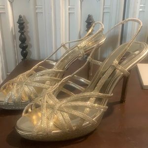 Nina Gold Glitter Sparkle Strappy High Heel